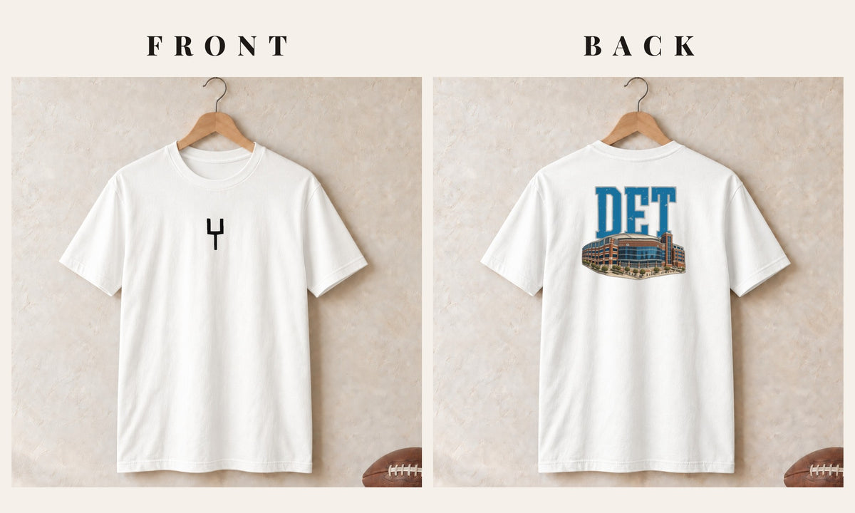 Tee + Goalpost Front · White · front and back · Detroit Home Field Advantage tee in white