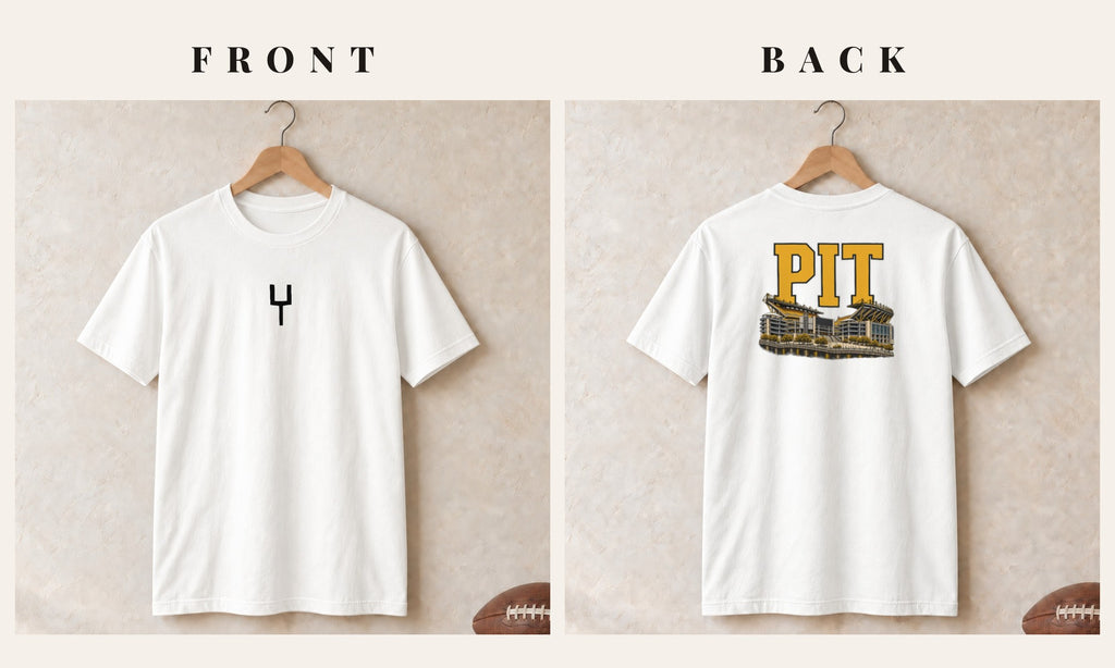 Tee + Goalpost Front · White · front and back · Pittsburgh Home Field Advantage tee in white