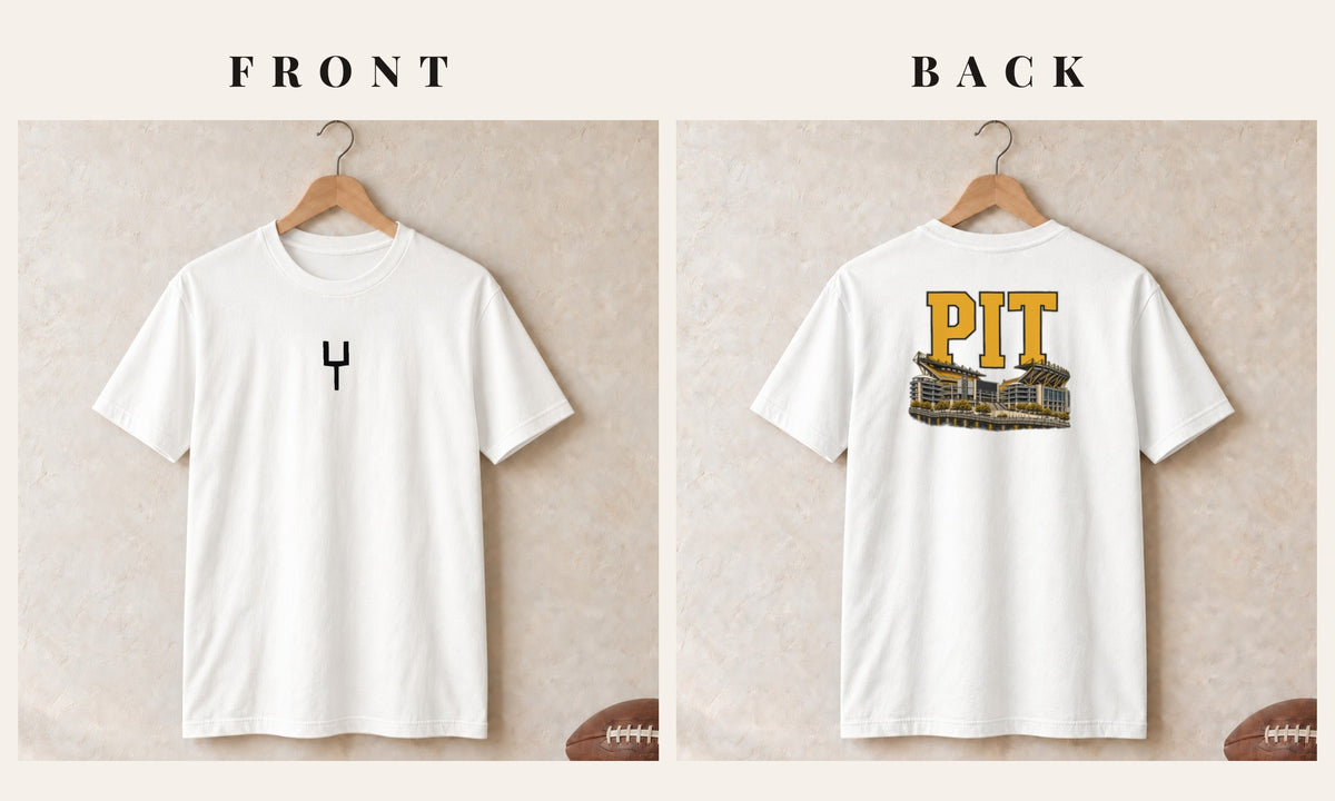 Tee + Goalpost Front · White · front and back · Pittsburgh Home Field Advantage tee in white