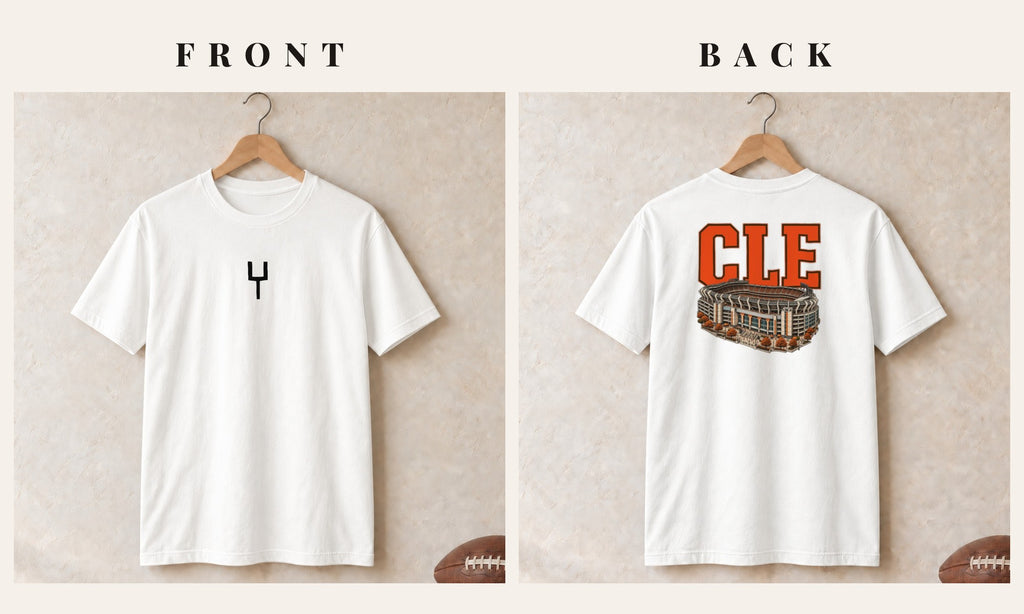 Tee + Goalpost Front · White · front and back · Cleveland Home Field Advantage tee in white