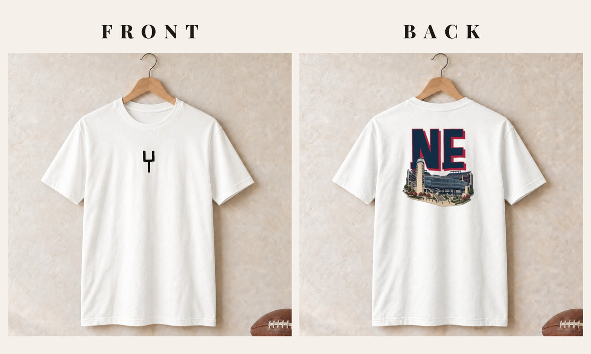 Tee + Goalpost Front · White · front and back · New England Home Field Advantage tee in white
