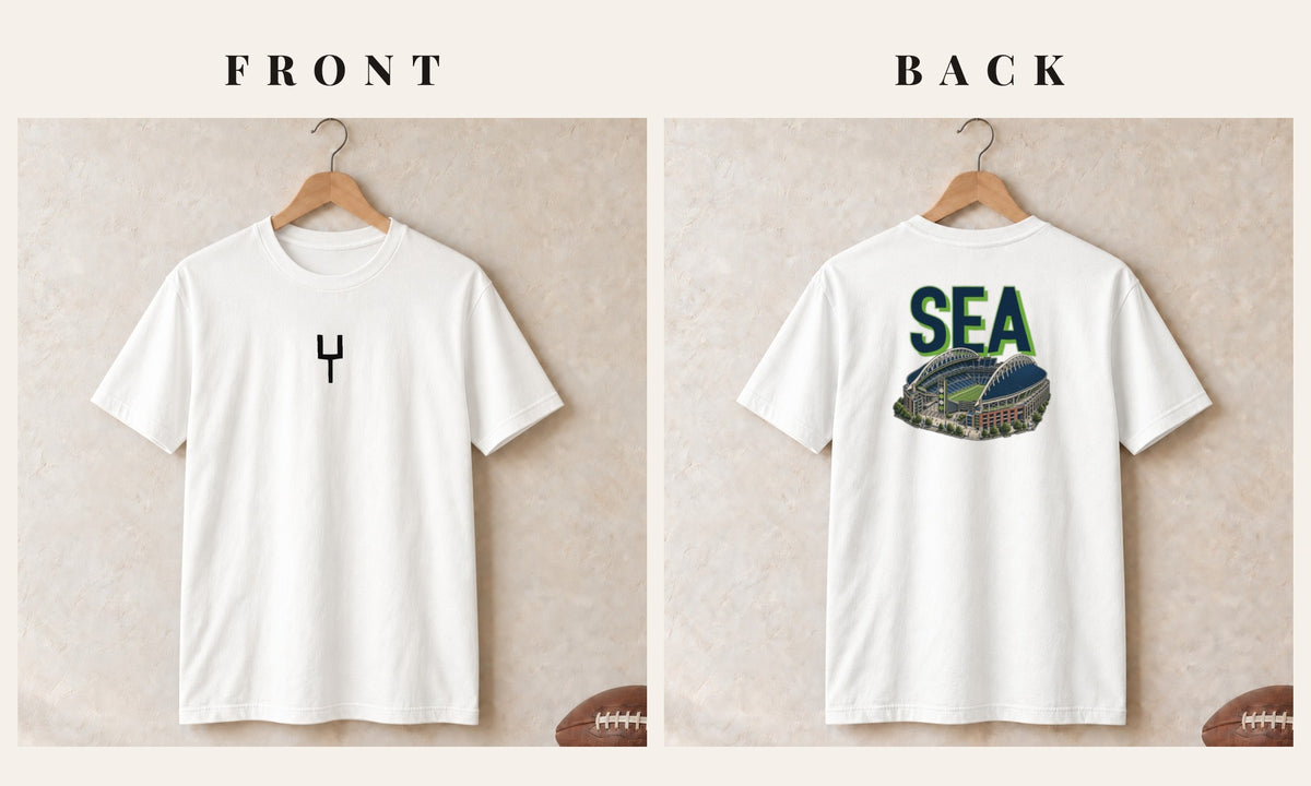 Tee + Goalpost Front · White · front and back · Seattle Home Field Advantage tee in white