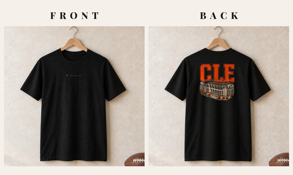 Tee + Logo Front · Black · front and back · Cleveland Home Field Advantage tee in black
