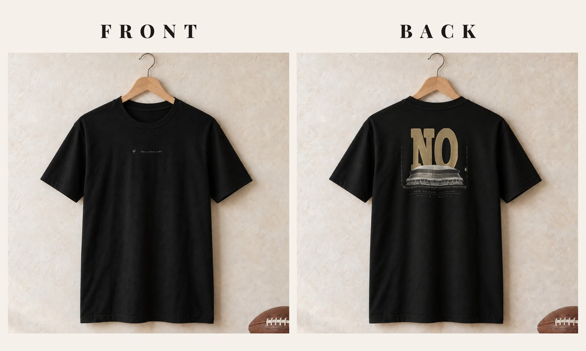 Tee + Logo Front · Black · front and back · New Orleans Blueprint City tee in black