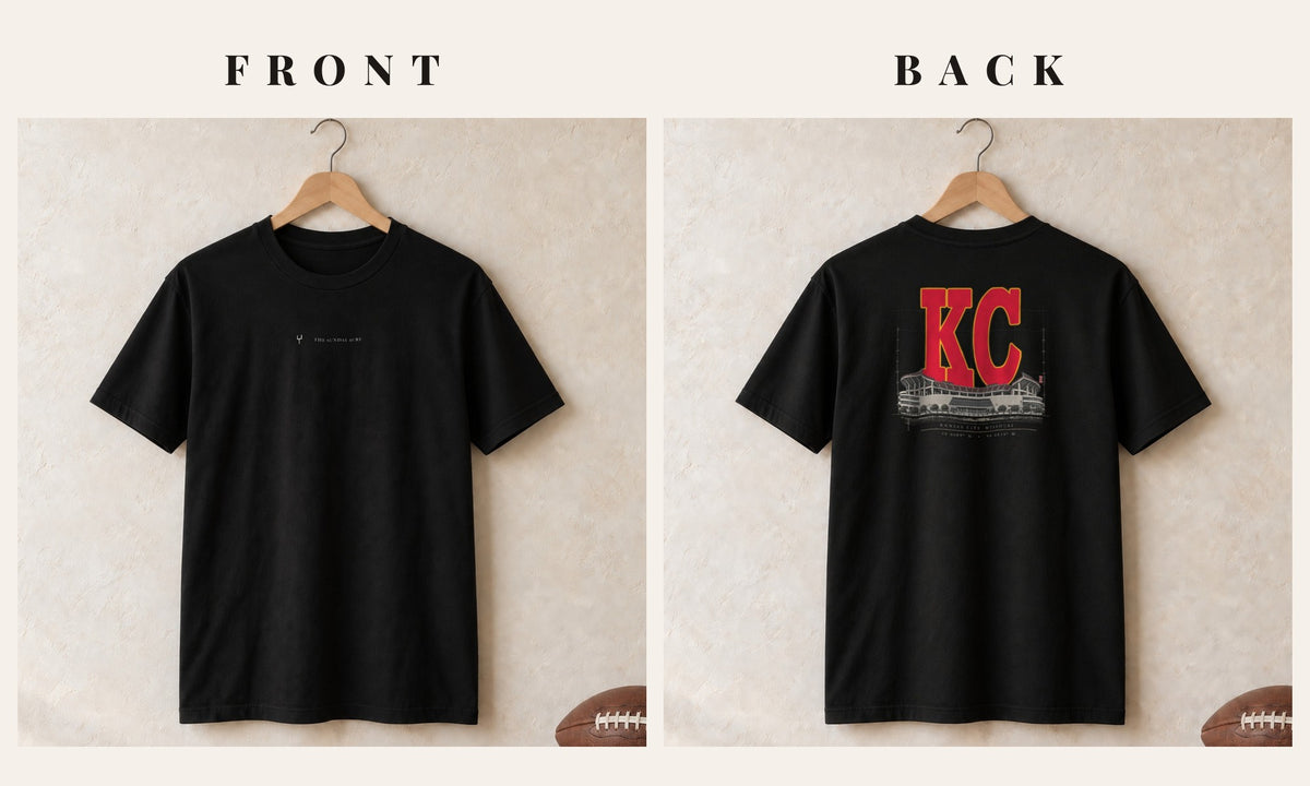 Tee + Logo Front · Black · front and back · Kansas City Blueprint City tee in black