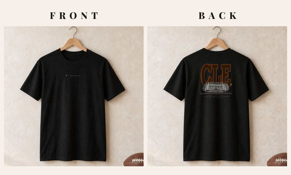 Tee + Logo Front · Black · front and back · Cleveland Blueprint City tee in black