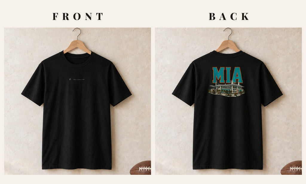 Tee + Logo Front · Black · front and back · Miami Home Field Advantage tee in black