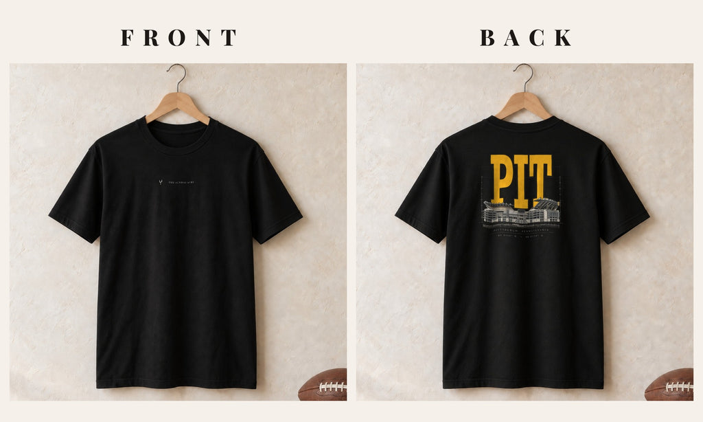 Tee + Logo Front · Black · front and back · Pittsburgh Blueprint City tee in black