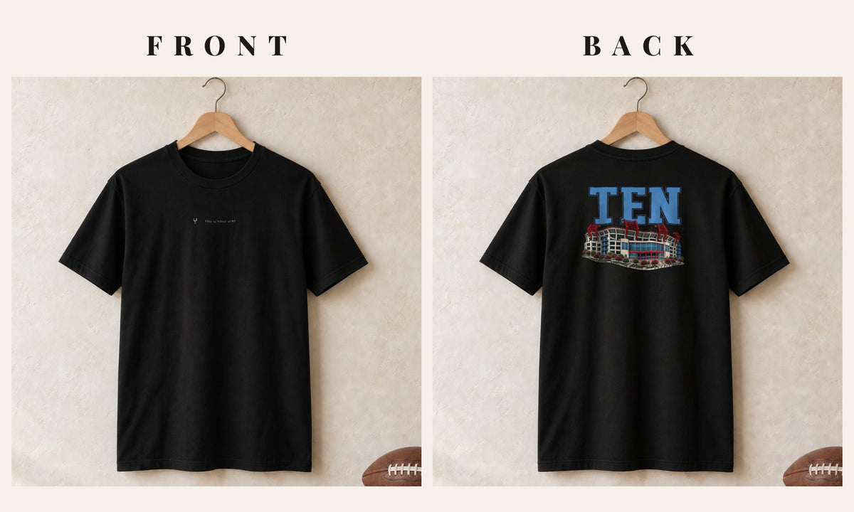 Tee + Logo Front · Black · front and back · Tennessee Home Field Advantage tee in black