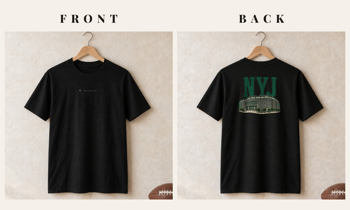 Tee + Logo Front · Black · front and back · New York Green Home Field Advantage tee in black