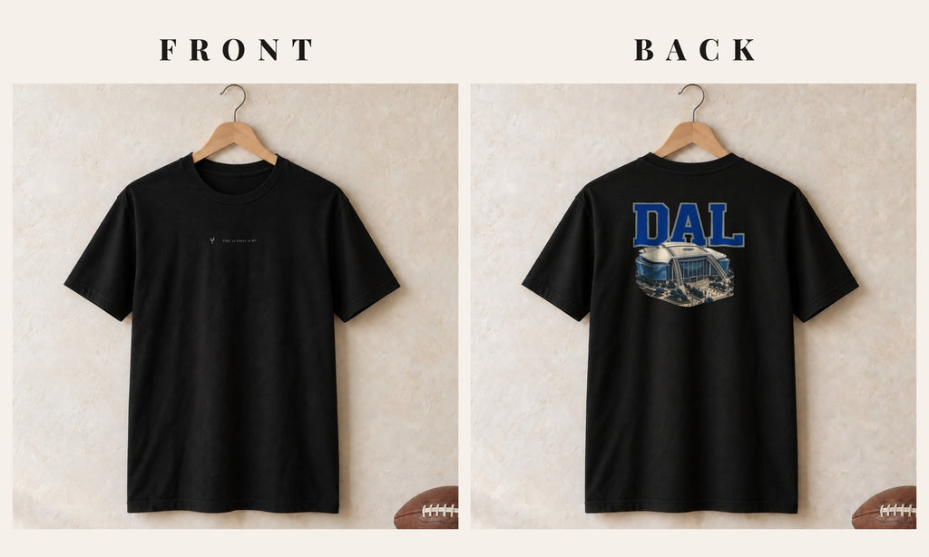 Tee + Logo Front · Black · front and back · Dallas Home Field Advantage tee in black