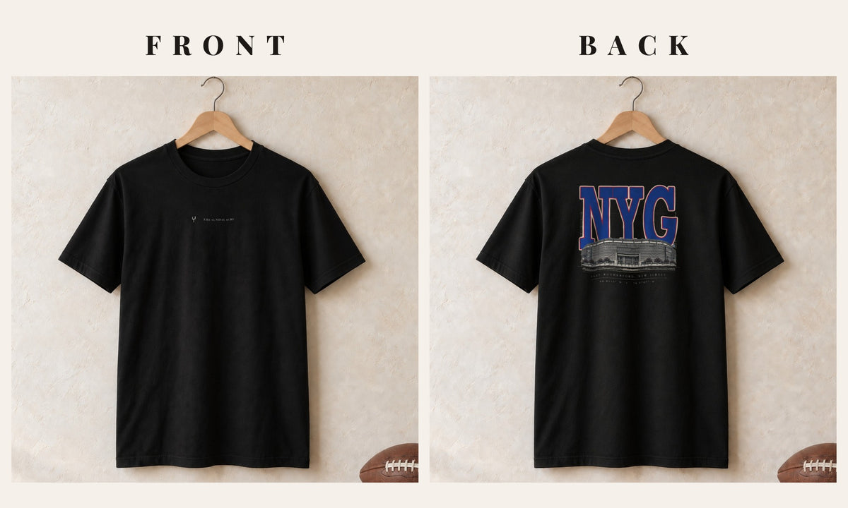 Tee + Logo Front · Black · front and back · New York Royal Blueprint City tee in black