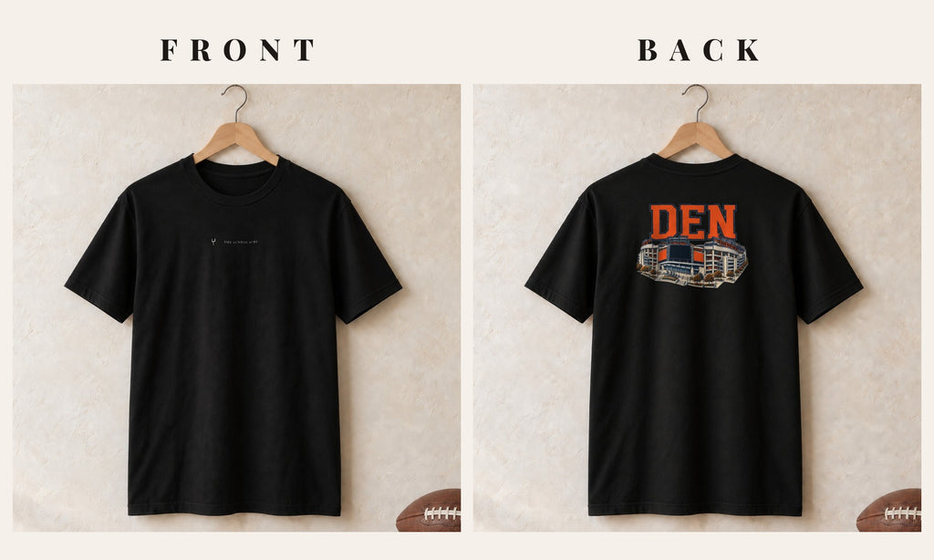 Tee + Logo Front · Black · front and back · Denver Home Field Advantage tee in black