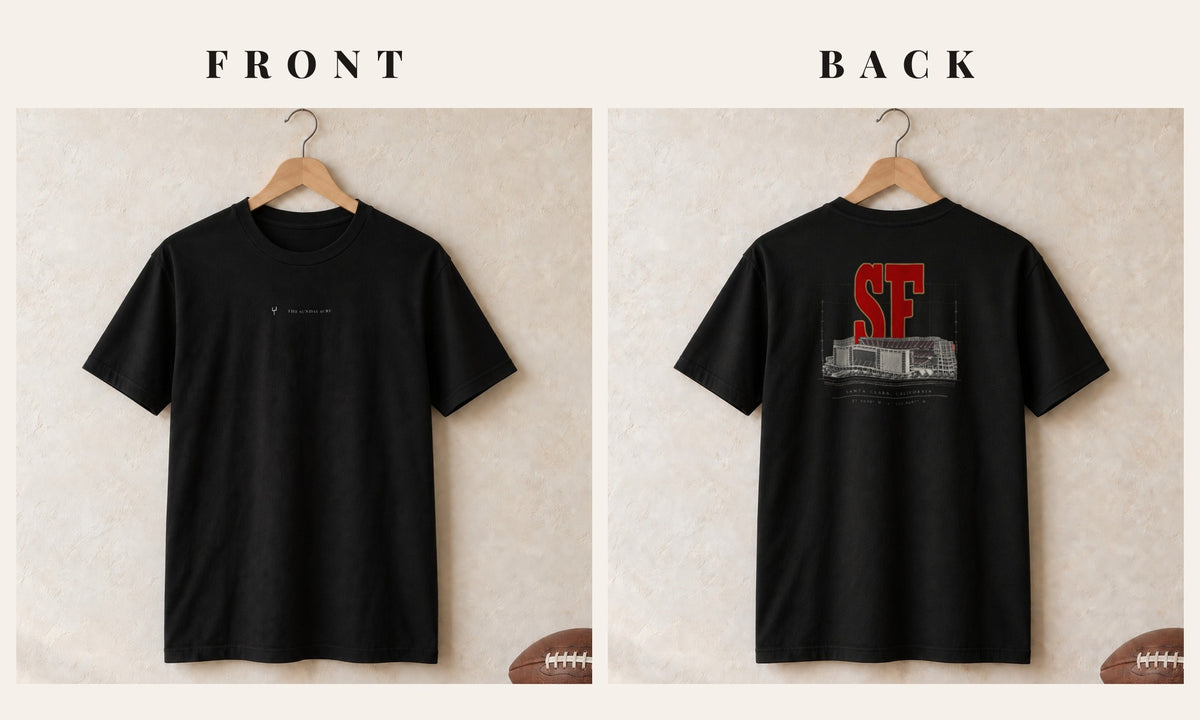 Tee + Logo Front · Black · front and back · San Francisco Blueprint City tee in black