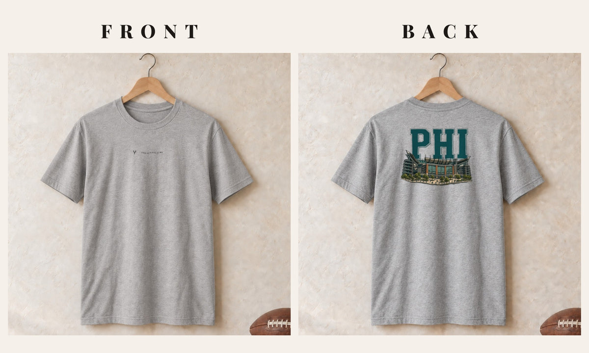 Tee + Logo Front · Sport Grey · front and back · Philadelphia Home Field Advantage tee in sport grey