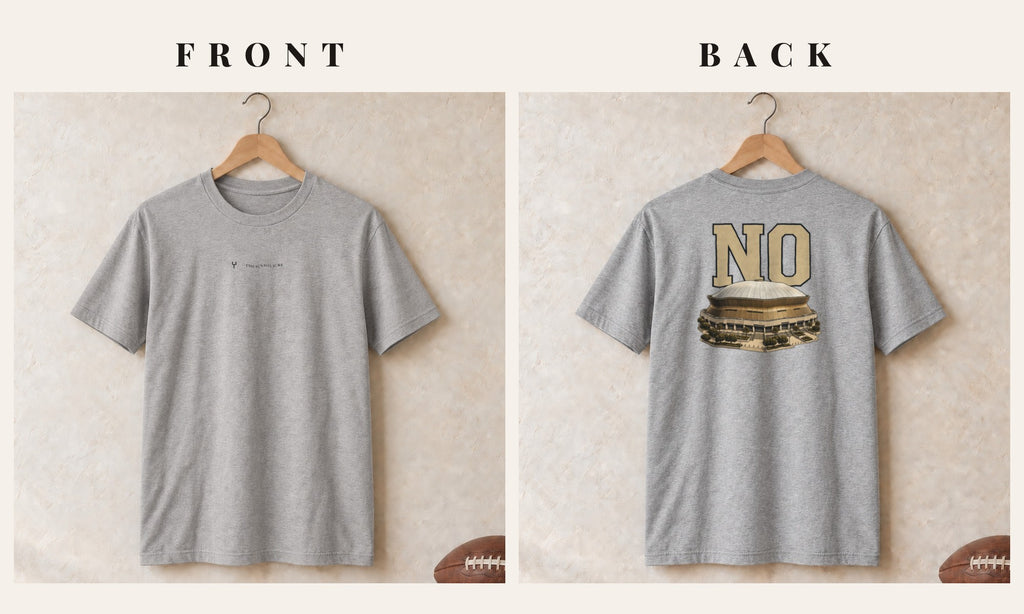 Tee + Logo Front · Sport Grey · front and back · New Orleans Home Field Advantage tee in sport grey