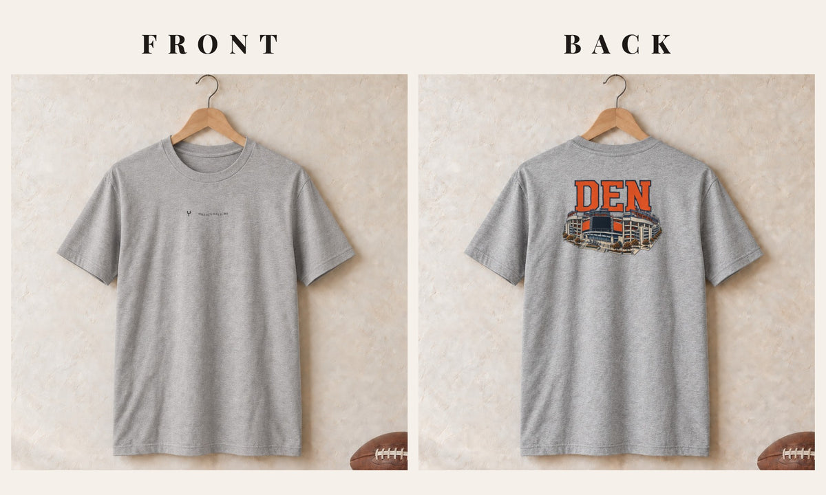 Tee + Logo Front · Sport Grey · front and back · Denver Home Field Advantage tee in sport grey