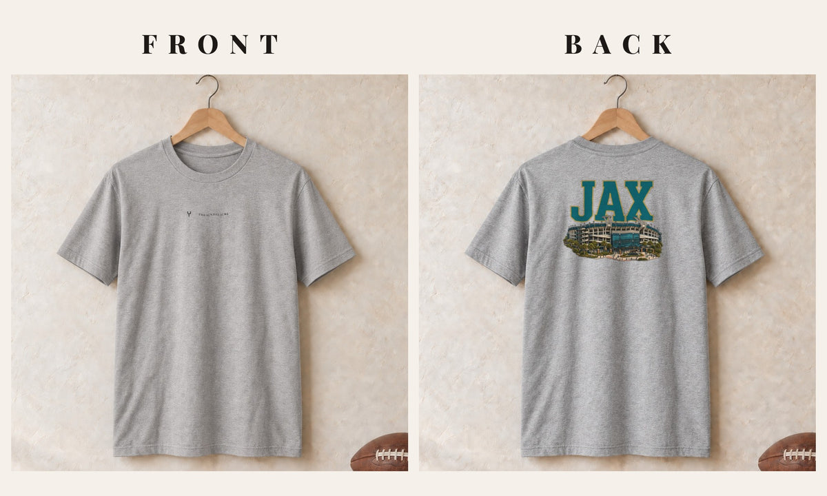 Tee + Logo Front · Sport Grey · front and back · Jacksonville Home Field Advantage tee in sport grey