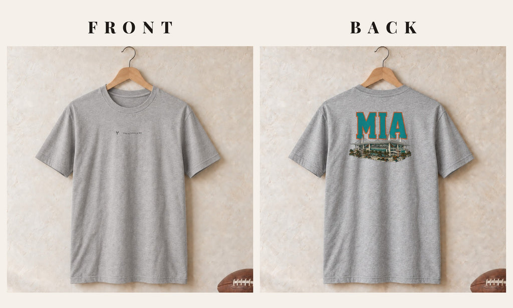 Tee + Logo Front · Sport Grey · front and back · Miami Home Field Advantage tee in sport grey
