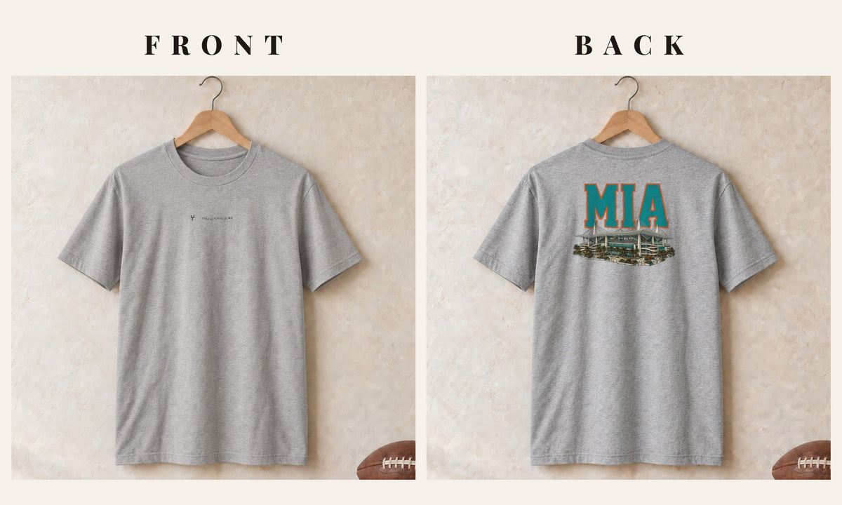 Tee + Logo Front · Sport Grey · front and back · Miami Home Field Advantage tee in sport grey