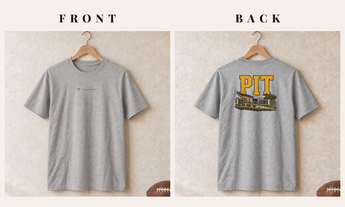 Tee + Logo Front · Sport Grey · front and back · Pittsburgh Home Field Advantage tee in sport grey