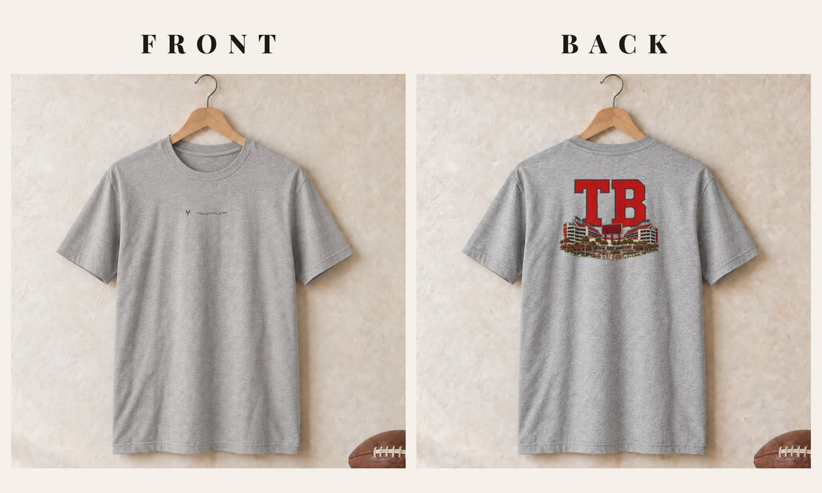 Tee + Logo Front · Sport Grey · front and back · Tampa Bay Home Field Advantage tee in sport grey