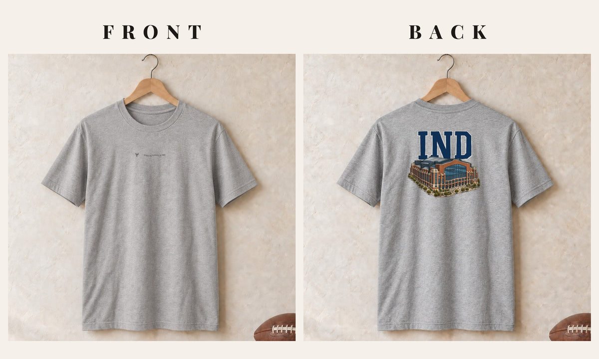 Tee + Logo Front · Sport Grey · front and back · Indianapolis Home Field Advantage tee in sport grey