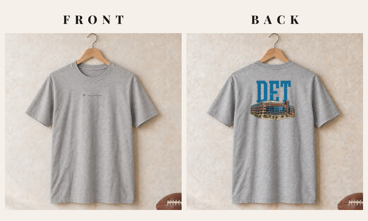 Tee + Logo Front · Sport Grey · front and back · Detroit Home Field Advantage tee in sport grey