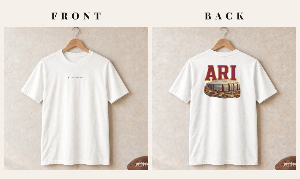 Tee + Logo Front · White · front and back · Arizona Home Field Advantage tee in white