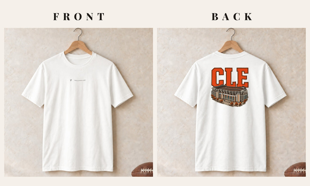 Tee + Logo Front · White · front and back · Cleveland Home Field Advantage tee in white