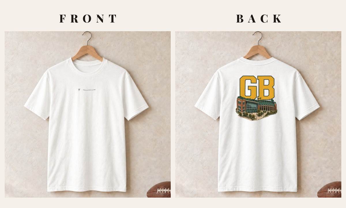 Tee + Logo Front · White · front and back · Green Bay Home Field Advantage tee in white