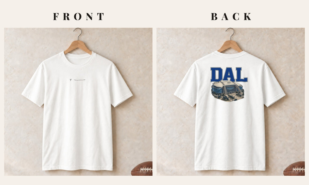 Tee + Logo Front · White · front and back · Dallas Home Field Advantage tee in white