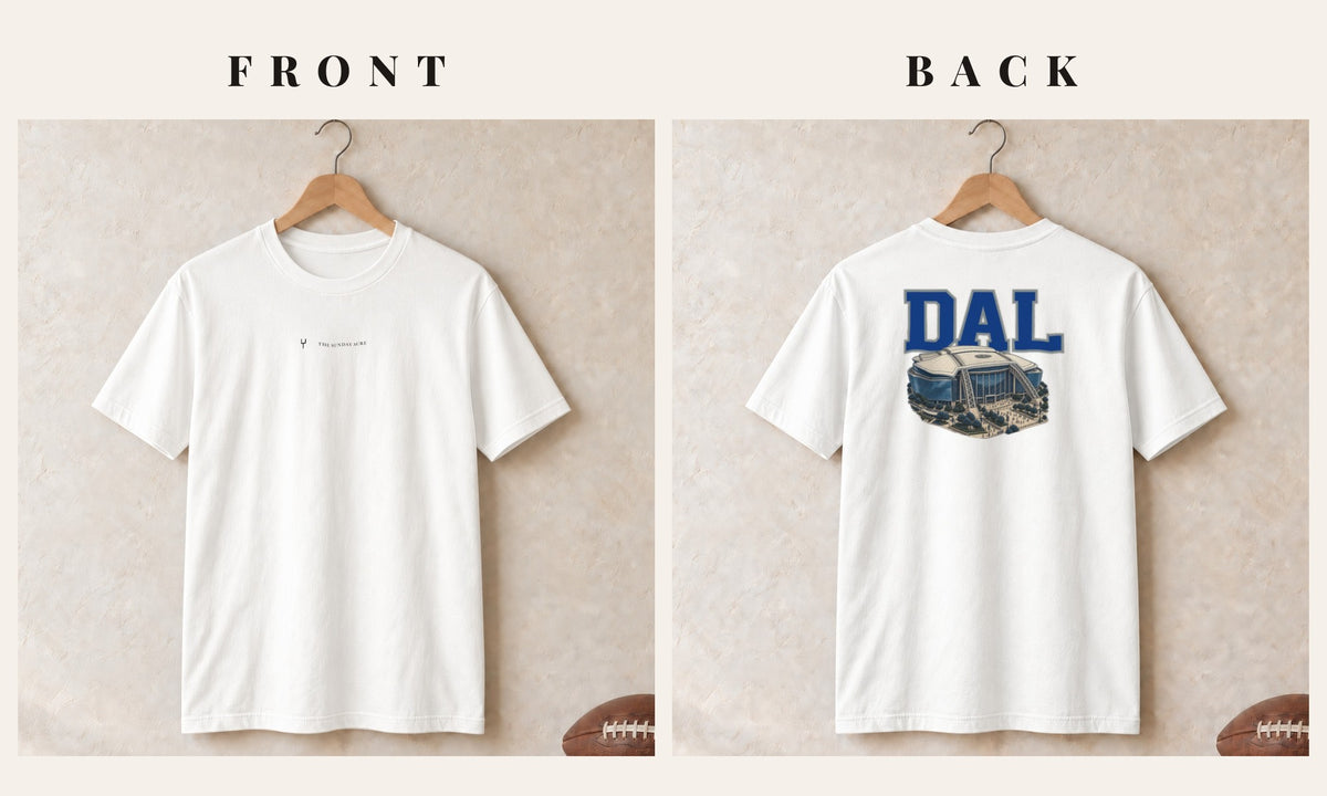 Tee + Logo Front · White · front and back · Dallas Home Field Advantage tee in white