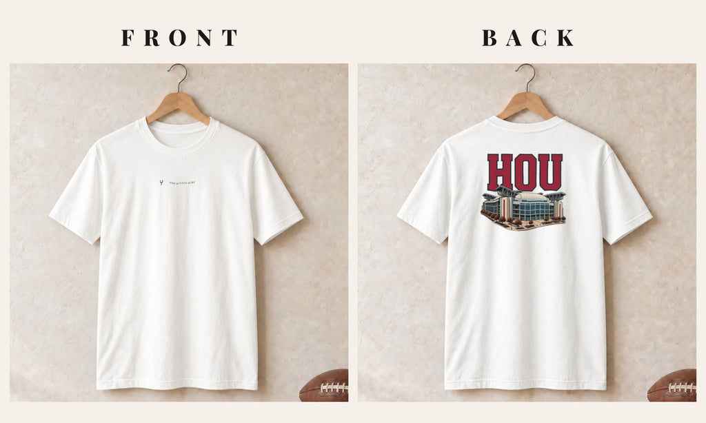 Tee + Logo Front · White · front and back · Houston Home Field Advantage tee in white