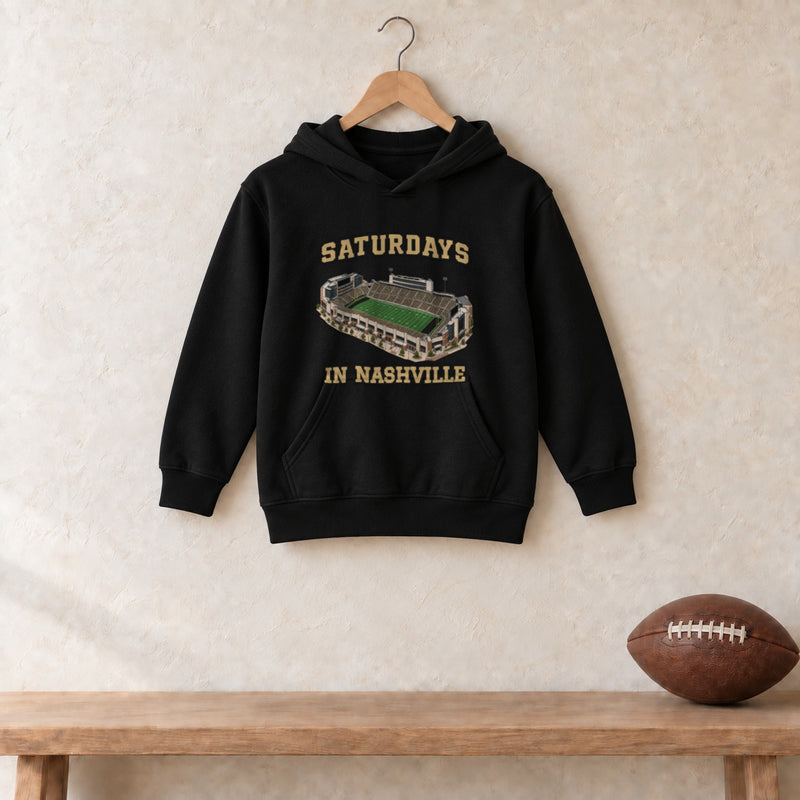 Color Black, Saturdays in Nashville Youth Heavy Blend Hoodie in black