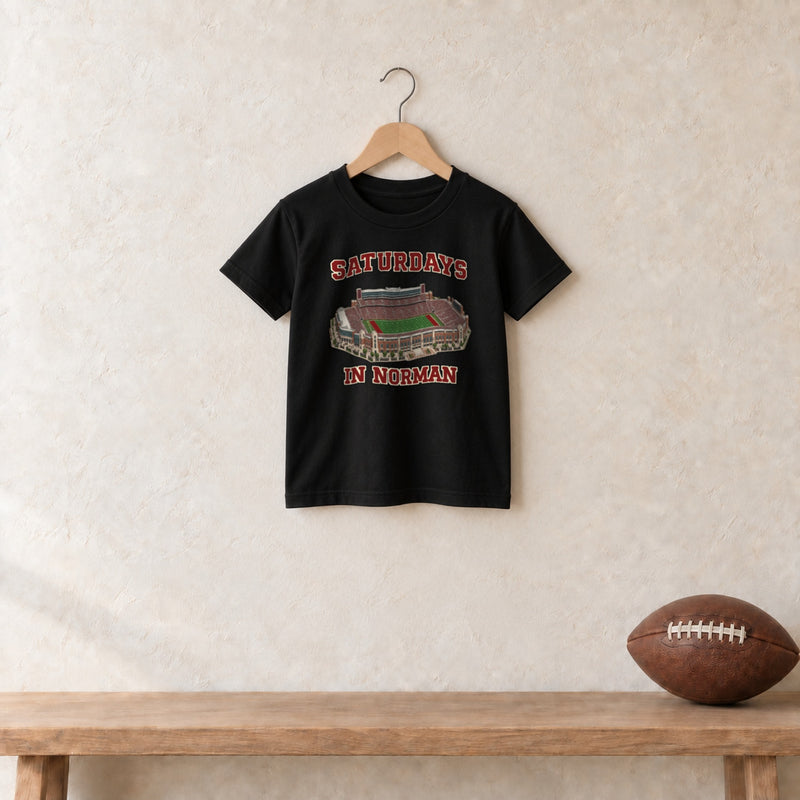 Color Black, Saturdays in Norman Youth Classic Tee in black