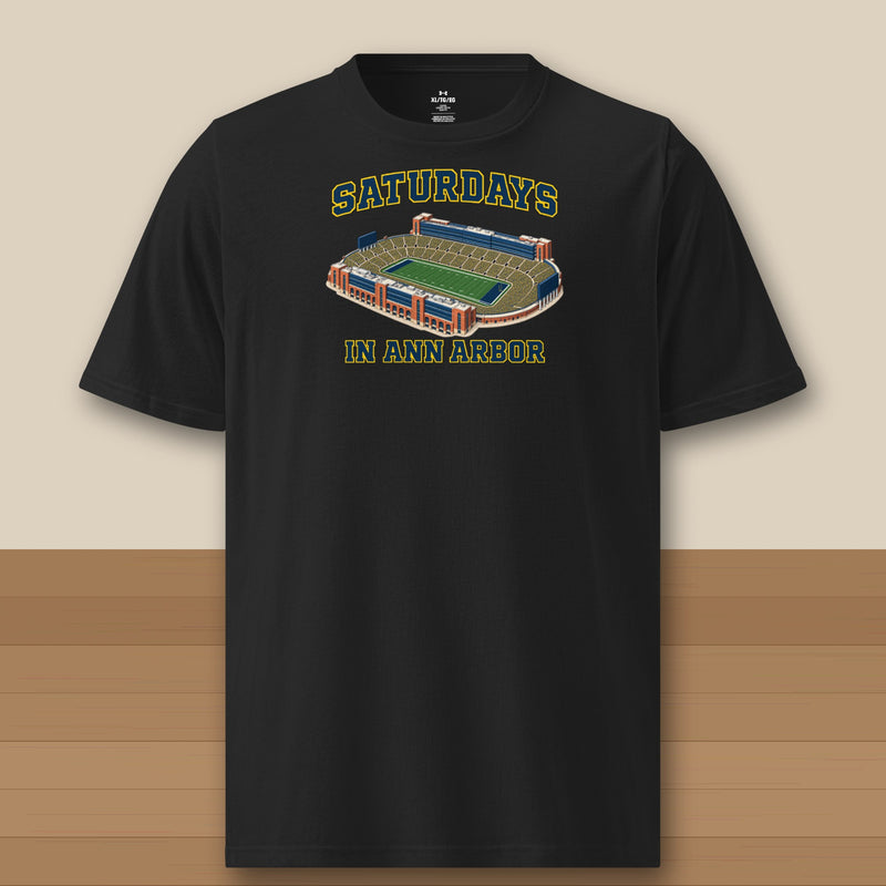Color Black, Saturdays in Ann Arbor Under Armour Athletic Tee in black