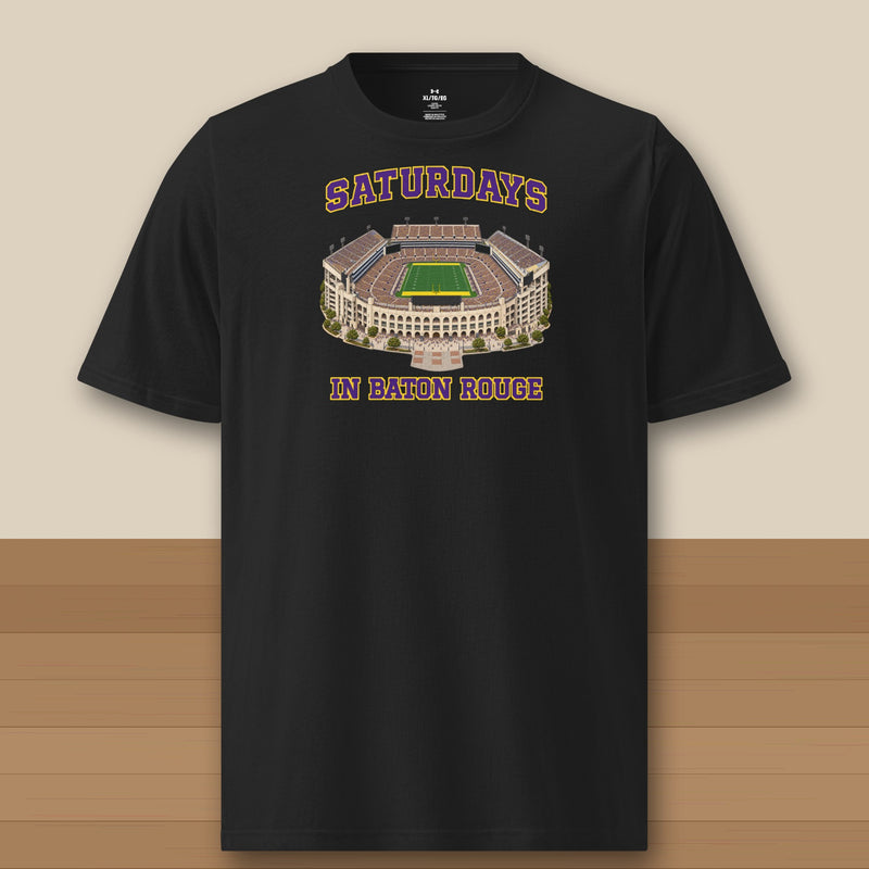 Color Black, Saturdays in Baton Rouge Under Armour Athletic Tee in black