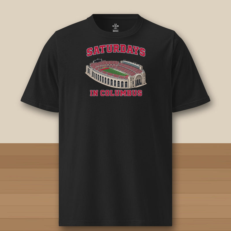 Color Black, Saturdays in Columbus Under Armour Athletic Tee in black