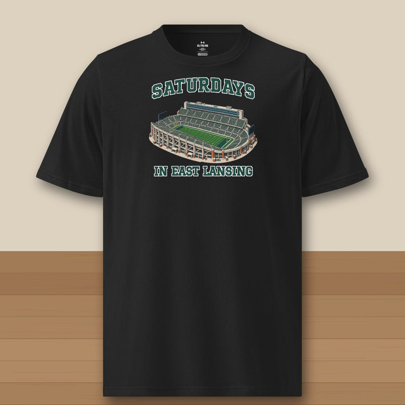 Color Black, Saturdays in East Lansing Under Armour Athletic Tee in black