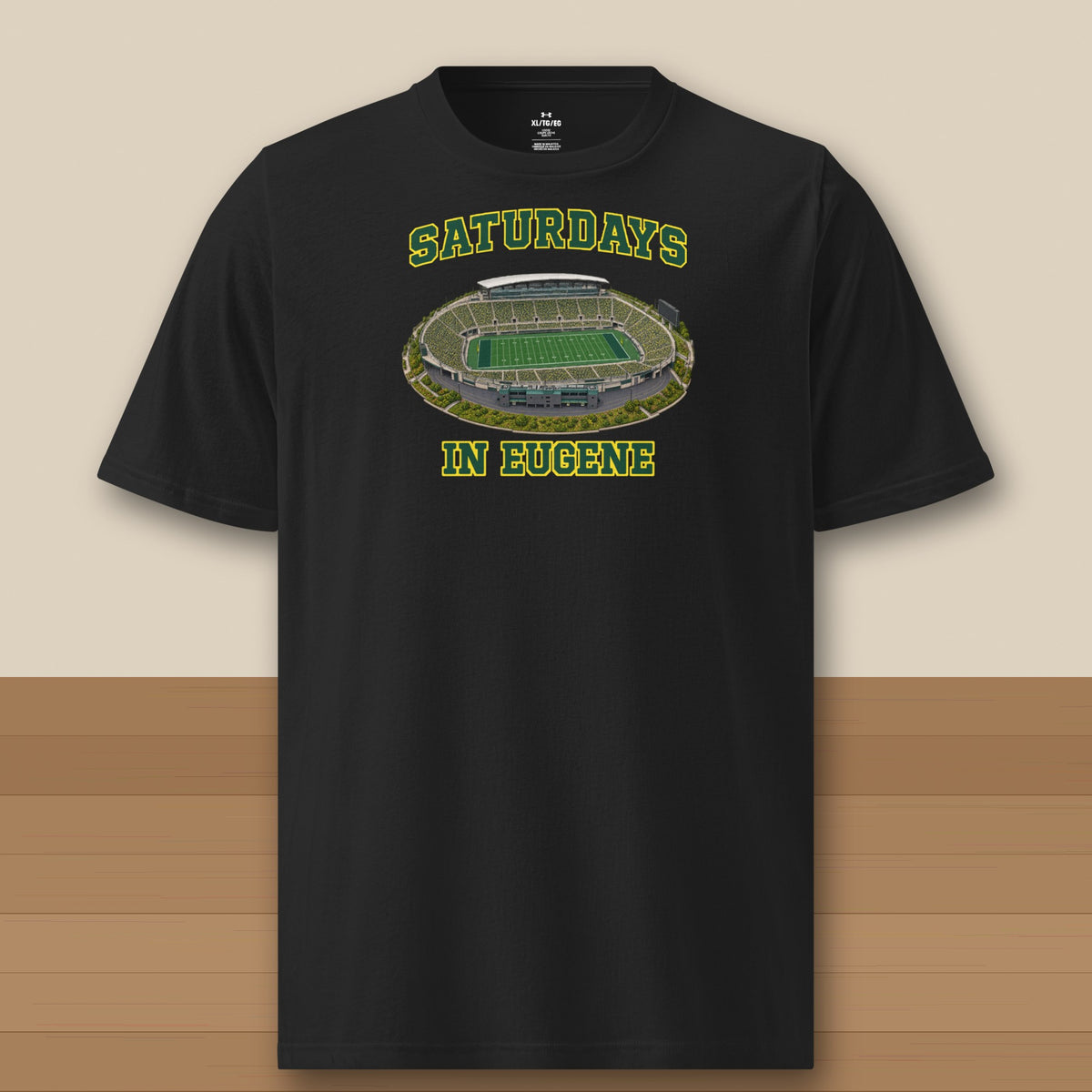 Color Black, Saturdays in Eugene Under Armour Athletic Tee in black