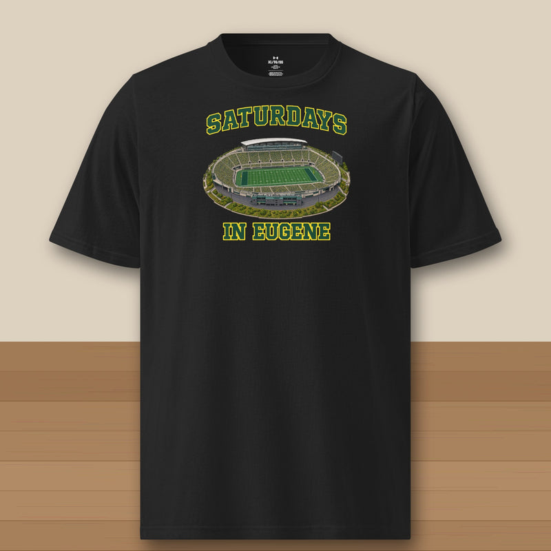 Color Black, Saturdays in Eugene Under Armour Athletic Tee in black