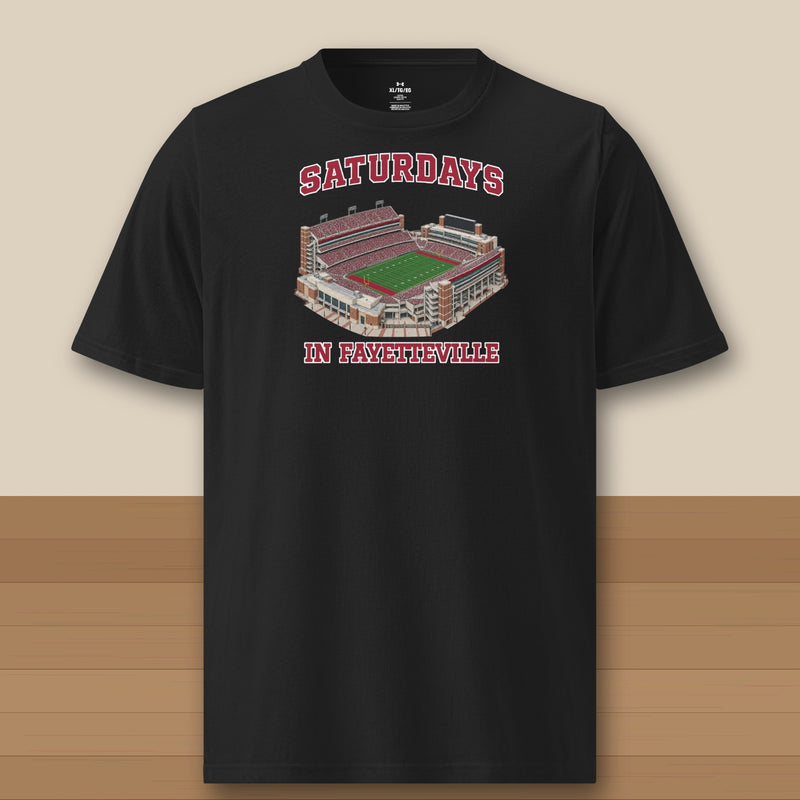 Color Black, Saturdays in Fayetteville Under Armour Athletic Tee in black
