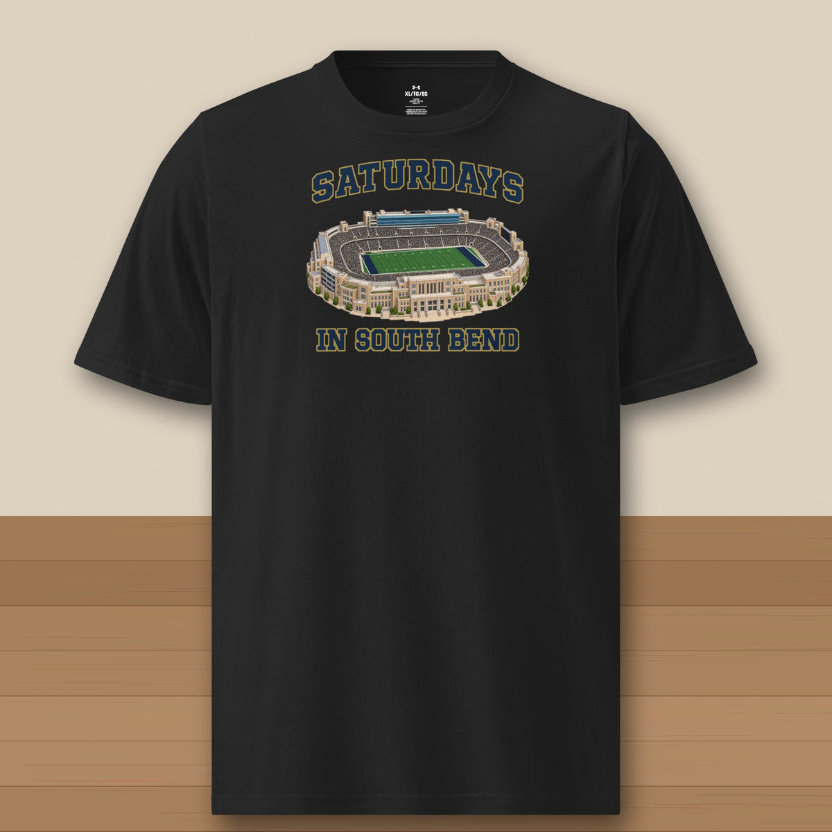 Color Black, Saturdays in South Bend Under Armour Athletic Tee in black