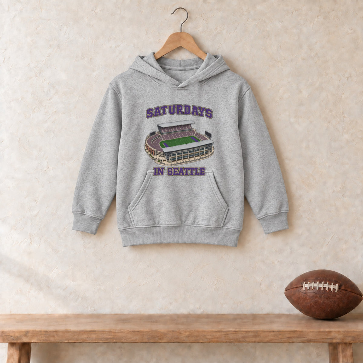 Color Sport Grey, Saturdays in Seattle Youth Heavy Blend Hoodie in sport grey