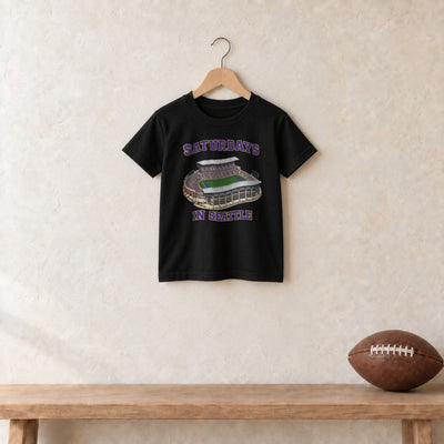 Color Black, Saturdays in Seattle Youth Classic Tee in black