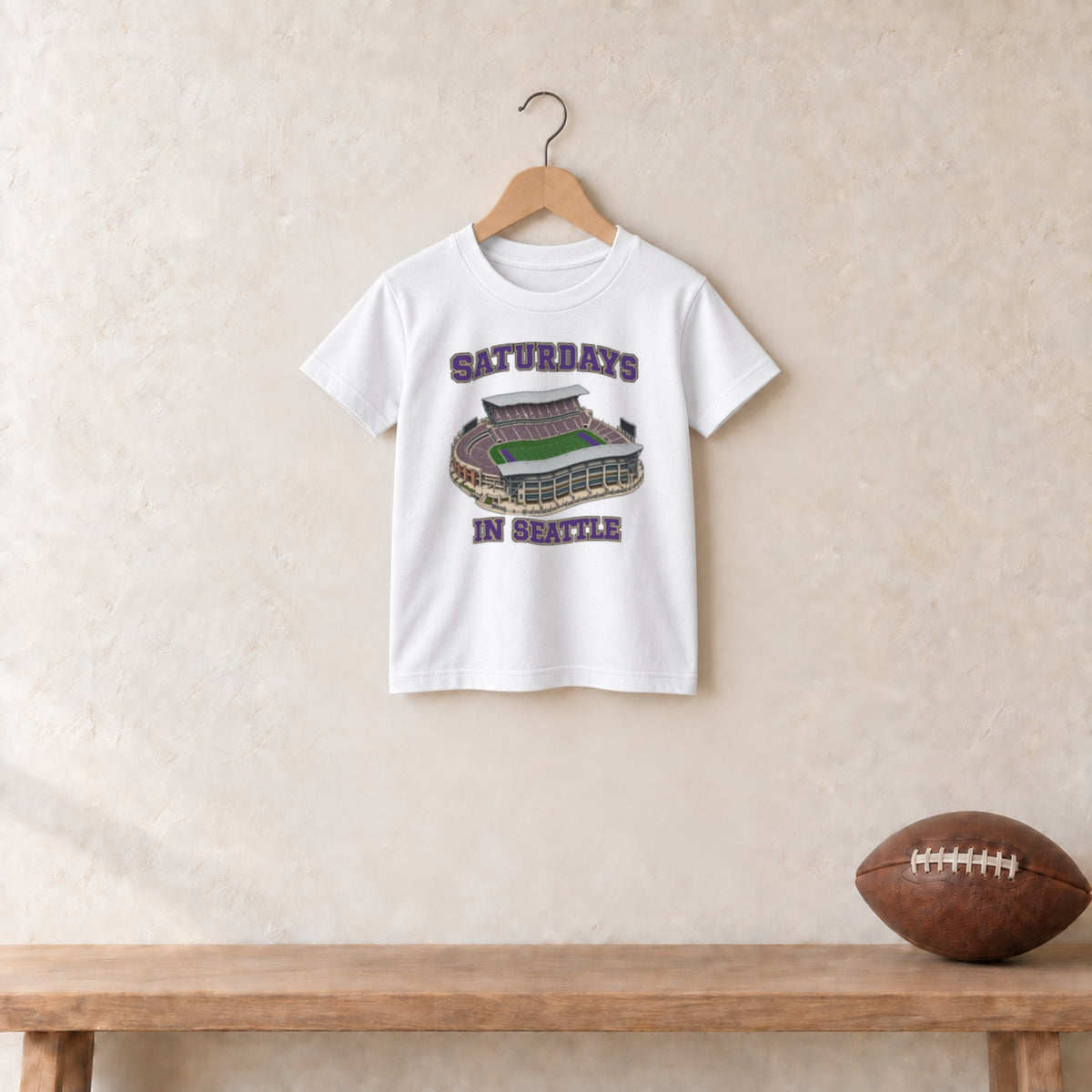 Color White, Saturdays in Seattle Youth Classic Tee in white