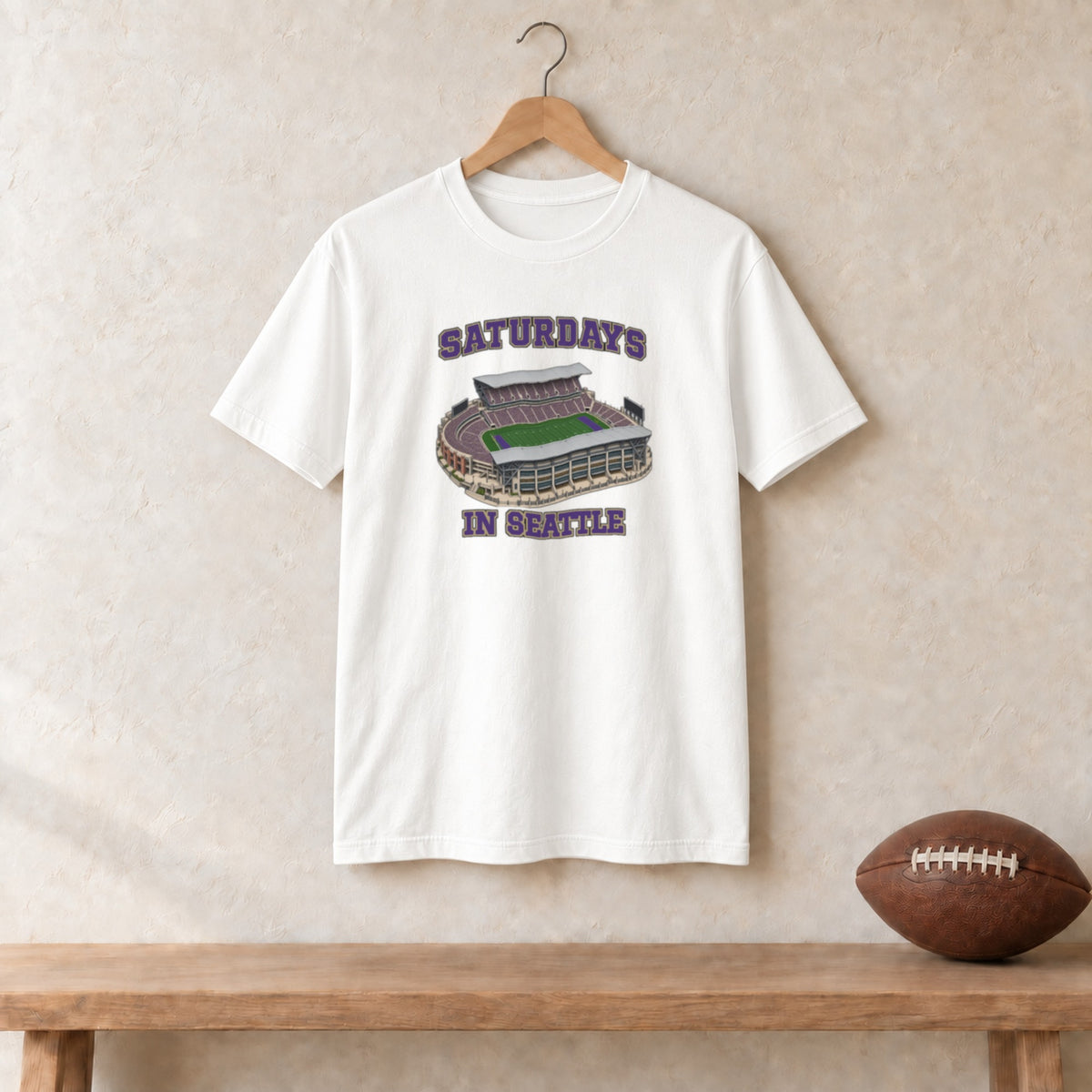 Color White, Saturdays in Seattle Unisex Classic Tee in white