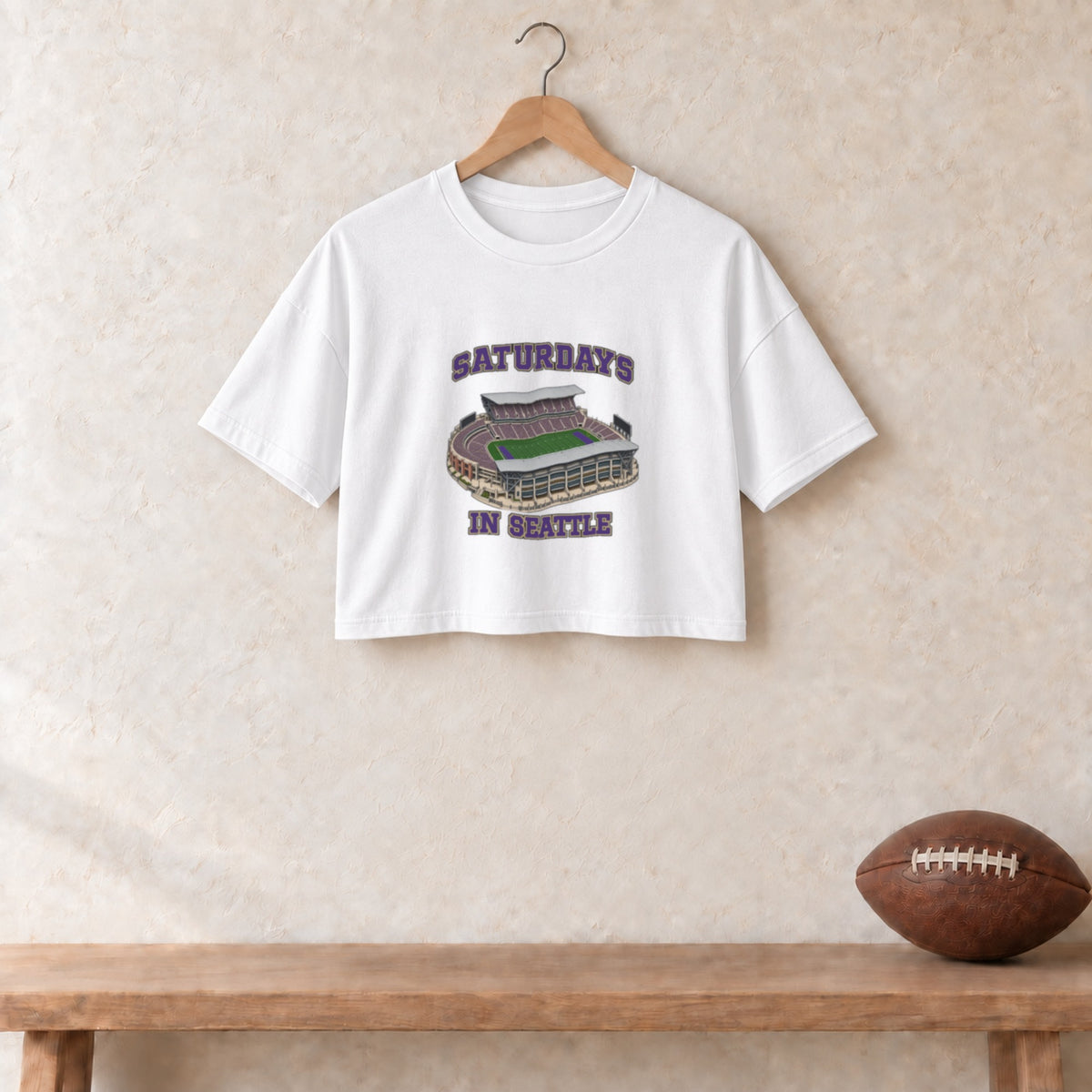 Color White, Saturdays in Seattle Women's Crop Top in white