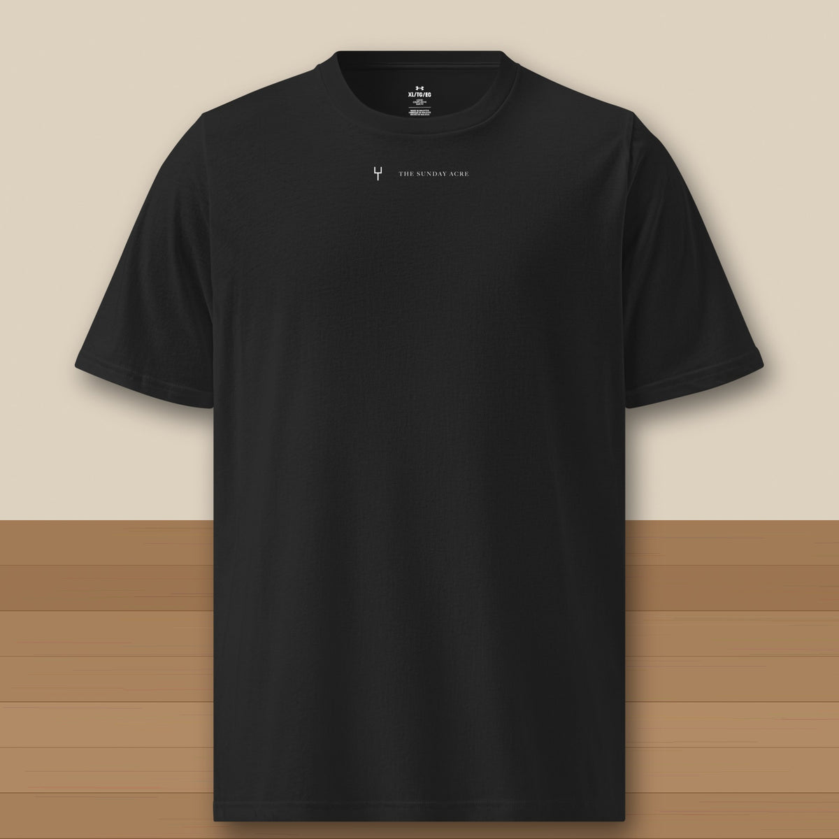 Under Armour Tee · Black · front · The Sunday Acre Logo Under Armour tee in black